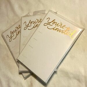 NEW Set of 3 packages of Gold Foil "You're Invited" Party Invitation Cards